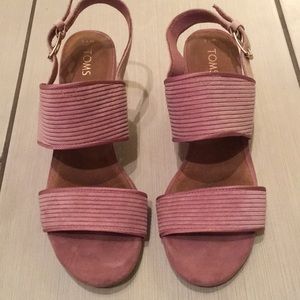 Toms suede pink heeled sandals